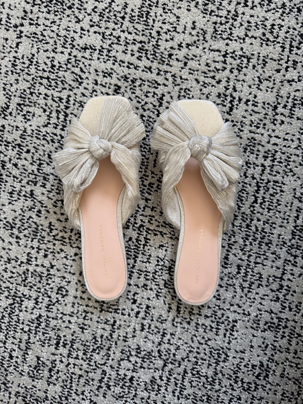 Loeffler Randall Cream Knot-Top Slide Mules